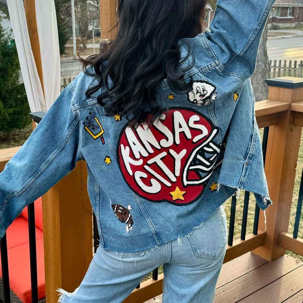 HANDPAINTED KANSAS CITY RETRO DENIM JACKET